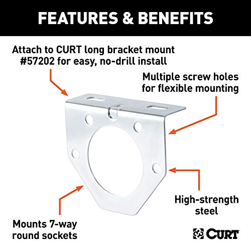 CURT 58222 Vehicle-Side Trailer Wiring Harness Mounting Bracket for 7-Way Round