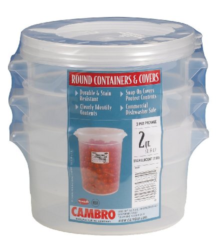 Cambro 2-Quart Round Food-Storage Container with Lid, Set of 3