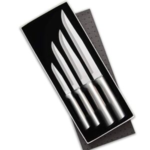 rada cutlery wedding register knife gift set – 4 stainless steel culinary knives with silver aluminum handle made in the usa