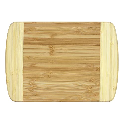 Totally Bamboo Hana Bamboo Serving & Cutting Board, 10" x 7-1/8", Natural Two Tone