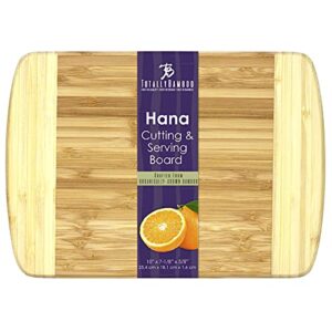 Totally Bamboo Hana Bamboo Serving & Cutting Board, 10" x 7-1/8", Natural Two Tone