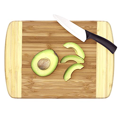 Totally Bamboo Hana Bamboo Serving & Cutting Board, 10" x 7-1/8", Natural Two Tone