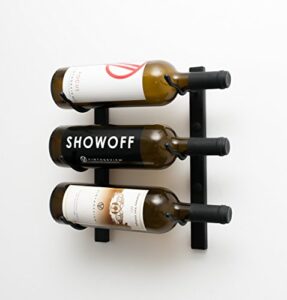 vintageview w series (1 ft) – 3 bottle metal wall mounted wine rack (satin black) stylish modern wine storage with label forward design