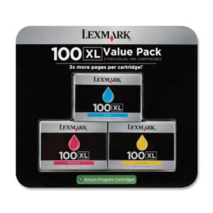 lexmark 100xl color high yield return program ink cart tri-pack (cyan, magenta, yellow)