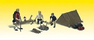 woodland scenics campers (3) w/tent & accessories o scale