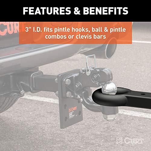 CURT 48510 Black Steel Pintle Hitch Lunette Ring 3-Inch ID, 22,000 lbs