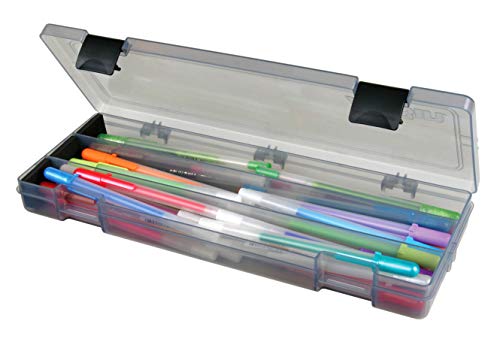 ArtBin 6900AB Pencil Utility Box, Art & Craft Organizer, [1] Divided Storage Box for Pens, Pencils, Markers, Paint Brushes, etc., Translucent Charcoal