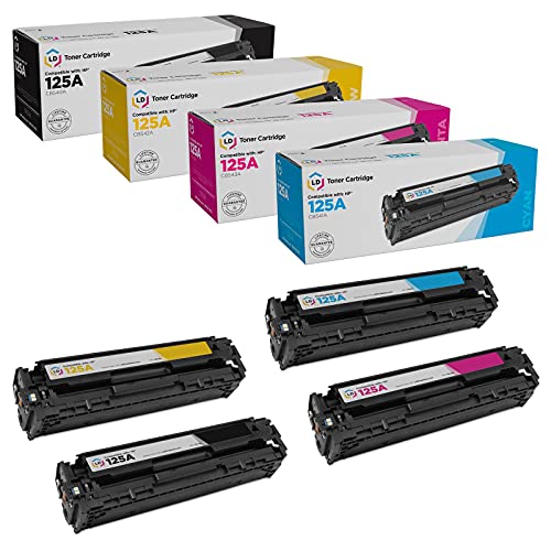 LD Products Remanufactured Toner Cartridge Replacement for HP 125A (Black, Cyan, Magenta, Yellow, 4-Pack)