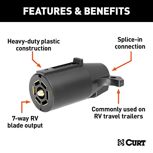 CURT 58140 Trailer-Side 7-Pin RV Blade Wiring Harness Connector