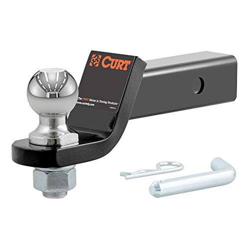 CURT 45036 Trailer Hitch Mount with 2-Inch Ball & Pin, Fits 2-in Receiver, 7,500 lbs, 2" Drop, GLOSS BLACK POWDER COAT