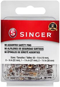 singer 00221 assorted safety pins, multisize, 90-count