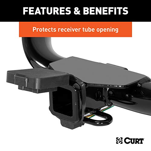 CURT 21728 Rubber Trailer Hitch Cover with 4-Way Flat Wiring Holder, Fits 2-Inch Receiver