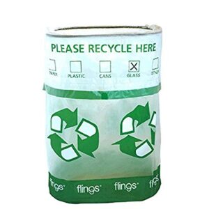 amscan flings bin – recycle patented pop-up trash bin, 22 x 15 x 10/13 gallon, green