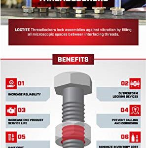 Loctite 277 Threadlocker for Automotive: High-Strength, High-Temp, Fluorescent, Anaerobic | Red, 36mL Bottle (PN: 38656-555353)