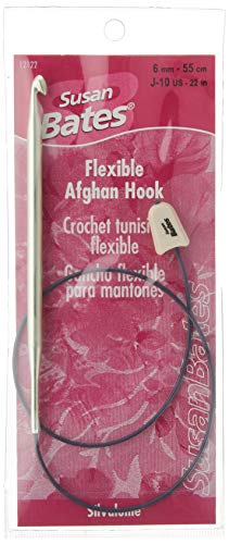 Silvalume Aluminum Flexible Afghan Crochet Hook 22", Size J10/6mm