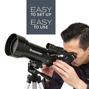 Celestron - 70mm Travel Scope - Portable Refractor Telescope - Fully-Coated Glass Optics - Ideal Telescope for Beginners - BONUS Astronomy Software Package