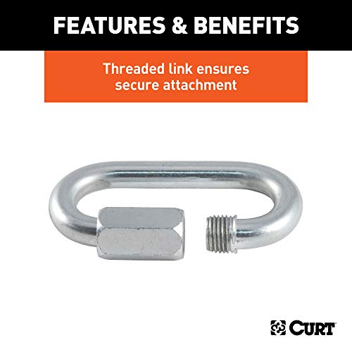 CURT 82931 Threaded Quick Link Trailer Safety Chain Hook Carabiner Clip, 7/16-Inch Diameter, 13,200 lbs Break Strength