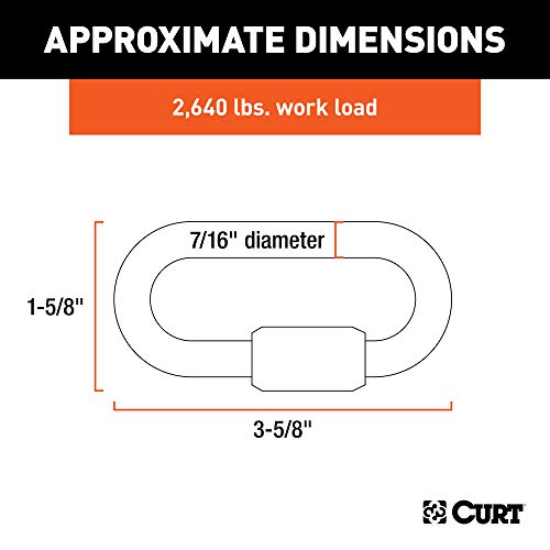 CURT 82931 Threaded Quick Link Trailer Safety Chain Hook Carabiner Clip, 7/16-Inch Diameter, 13,200 lbs Break Strength