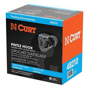 CURT 48210 Pintle Hook Hitch 20,000 lbs, Fits 2-1/2 to 3-Inch Lunette Ring, Mount Required, Carbide Black Powder Coat