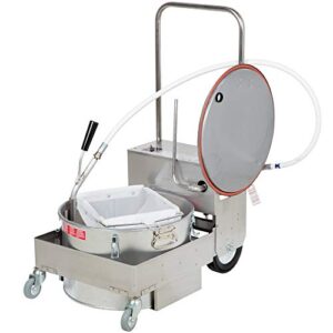 miroil bd707 fryer filter machine – discard trolley, electric 75 pound oil capacity