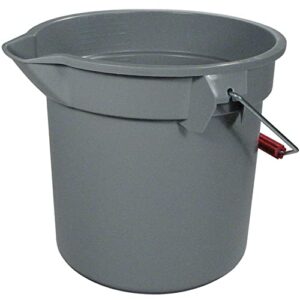 rubbermaid 261400gy 14 quart round utility bucket, 12-inch diameter x 11 1/4-inch h, gray plastic