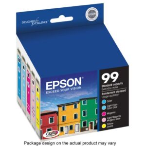 EPSON T099 Claria Hi-Definition Ink Standard Capacity 5 Color Cartridge Combo Pack (T099920-S) for select Epson Artisan Printers