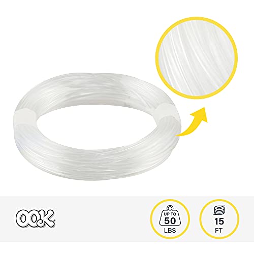 OOK 15 ft. Invisible Hanging Wire, 50 lbs. Capacity, Self Tying Wires, Ideal for Picture Hanging and Planters