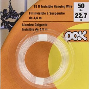 OOK 15 ft. Invisible Hanging Wire, 50 lbs. Capacity, Self Tying Wires, Ideal for Picture Hanging and Planters