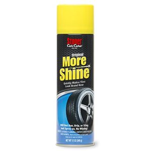 stoner car care 91044 12-ounce more shine original tire dressing spray for tire and wheel care and long lasting tire shine rain resistant make faded tires look new, pack of 1