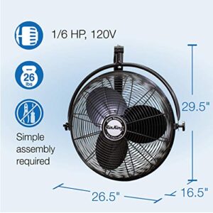 Air King 9020 1/6 HP Industrial Grade Wall Mount Fan, 20-Inch,Black