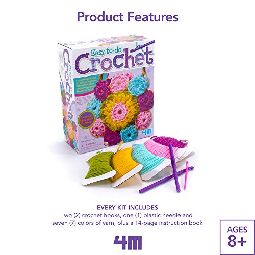 4M 3625 Easy-To-Do Crochet Kit - DIY Arts & Crafts Yarn Gift for Kids & Teens, Boys & Girls