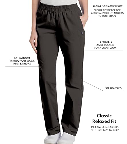 Landau Essentials Relaxed Fit 2-Pocket Elastic Scrub Pants for Women 8327