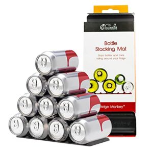 fridge monkey mat – wine & soda can organizer for refrigerator – drink organizer holder makes cans & bottles stackable for easy storage – space saver for refrigerator organization – charcoal (1 pack)