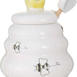 Sweet As Can Bee Ceramic Honey Pot with Wooden Dipper