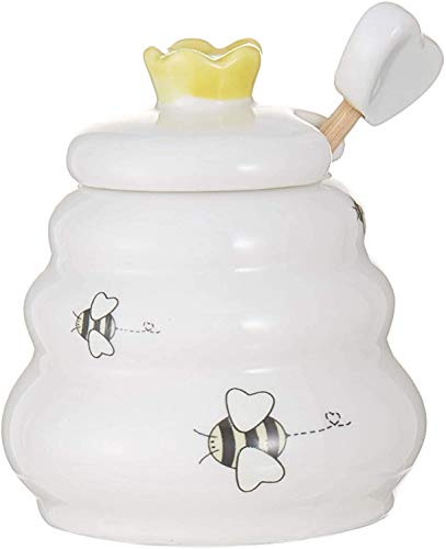 Sweet As Can Bee Ceramic Honey Pot with Wooden Dipper