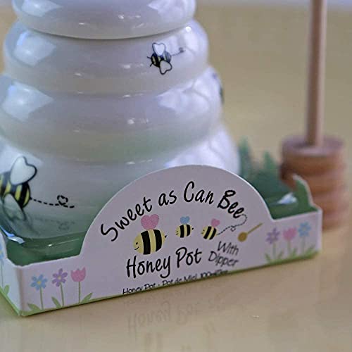 Sweet As Can Bee Ceramic Honey Pot with Wooden Dipper