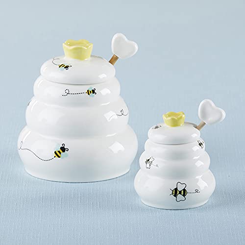 Sweet As Can Bee Ceramic Honey Pot with Wooden Dipper