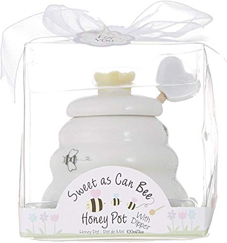 Sweet As Can Bee Ceramic Honey Pot with Wooden Dipper