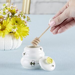 Sweet As Can Bee Ceramic Honey Pot with Wooden Dipper