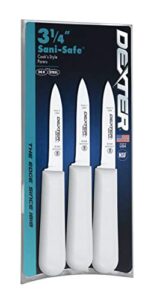 dexter-russell 3 pack of 3¼paring knives, s104-3pcp, sani-safe series, silver, white