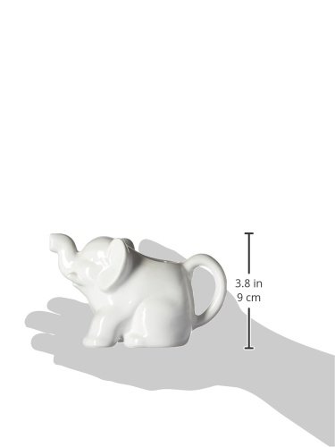 HIC Elephant Creamer with Handle, Fine White Porcelain, 9-Ounces