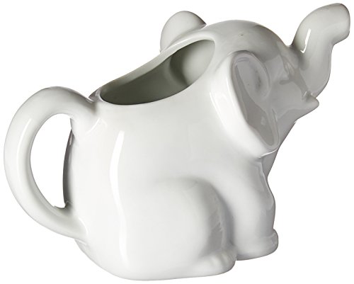 HIC Elephant Creamer with Handle, Fine White Porcelain, 9-Ounces