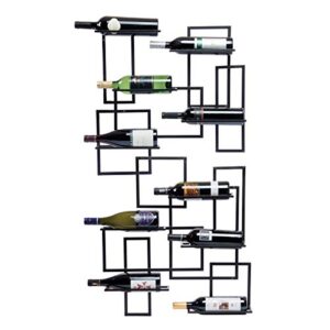 mid century wall mount wine rack – 10 bottle, large metal wine rack, modern design, wine storage, wall decor