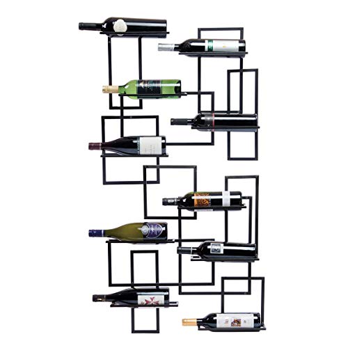 Mid Century Wall Mount Wine Rack - 10 Bottle, Large Metal Wine Rack, Modern Design, Wine Storage, Wall Decor