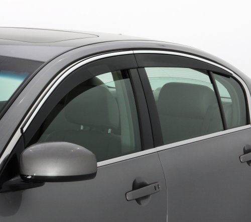Auto Ventshade [AVS] Low Profile Ventvisor / Rain Guards | Smoke Color w/ Chrome Trim, 4 pc | 794007 | Fits 2008 - 2012 Honda Accord Sedan