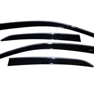 Auto Ventshade [AVS] Low Profile Ventvisor / Rain Guards | Smoke Color w/ Chrome Trim, 4 pc | 794005 | Fits 2006 - 2010 Volkswagen Jetta Sedan