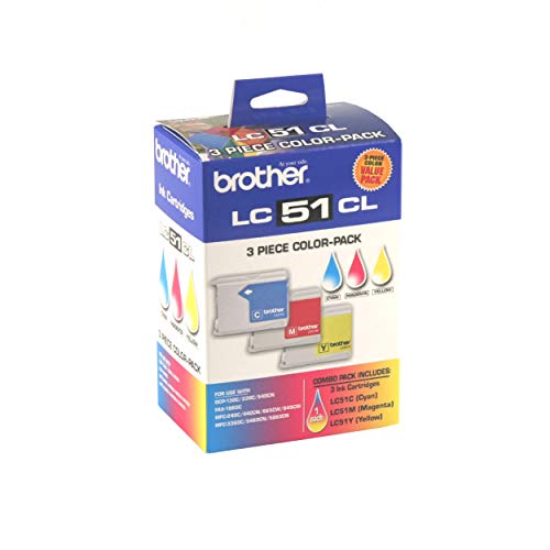 Brother Genuine Standard Yield 3 Pack Color -Ink -Cartridges, LC513PKS, Includes 1 -Cartridge Each of Cyan, Magenta & Yellow, Page Yield Up To 400 Pages/ -Cartridge, Amazon Dash Replenishment -Cartridge, LC51