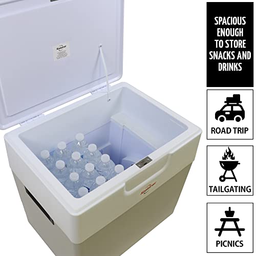 Koolatron Thermoelectric Iceless 12 Volt Cooler Warmer 52 qt (49 L), Electric Portable Car Cooler with DC Plug, Grey and White, for Travel Camping Fishing Trucking, Made in North America