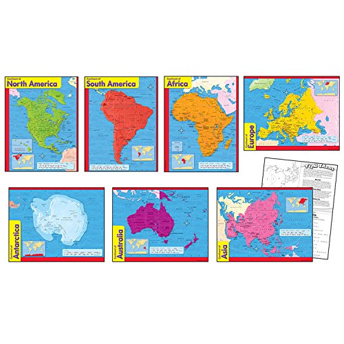 TREND enterprises, Inc. T-38930 Continents Learning Charts Combo Pack, Set of 7