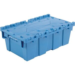 global industrial distribution container with hinged lid, 19-5/8×11-7/8×7, blue